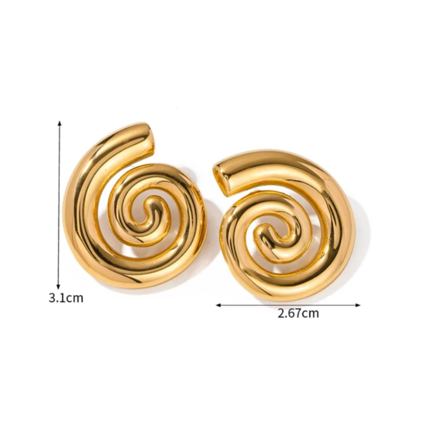 Spiral Earrings, Stainless Steel, 18k Gold Plated, Statement Earrings, Trendy Earrings - Image 5